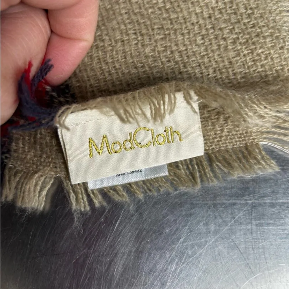 ModCloth Plaid Light Fringe Long Scarf - Image 3