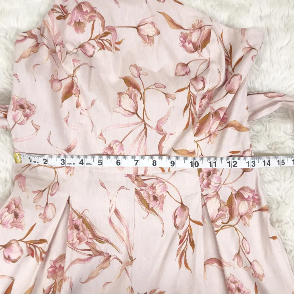 ANTONIO‎ MELANI Pink Floral One Shoulder Belted Jumpsuit Linen Blend Size 4 New - Image 11