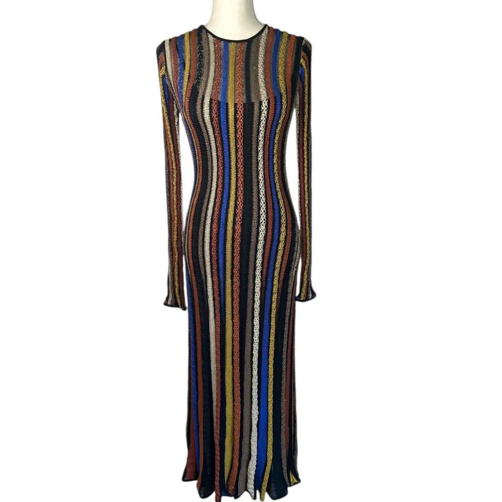 Ulla Johnson Albie Knit Long Sleeve Dress in Zoisite Small New Womens Maxi Gown - Image 4