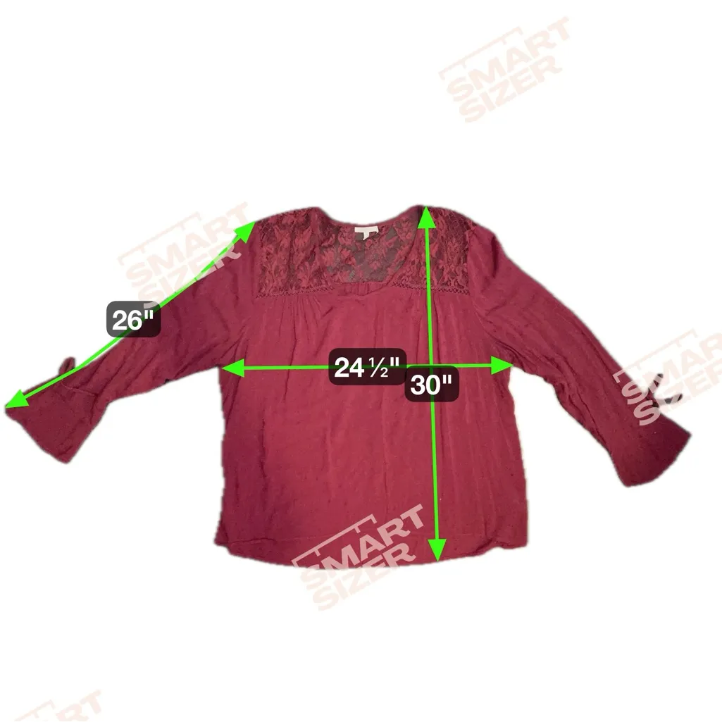 Maurices Burgundy Lace Swiss Dot Peasant Blouse - Image 4