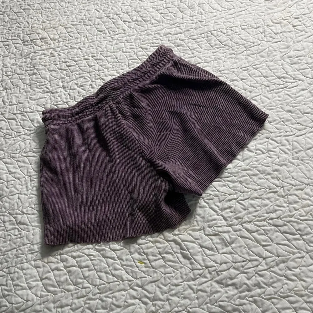 Aeropostale purple waffle knit high rise shorts pockets drawstring - Image 2