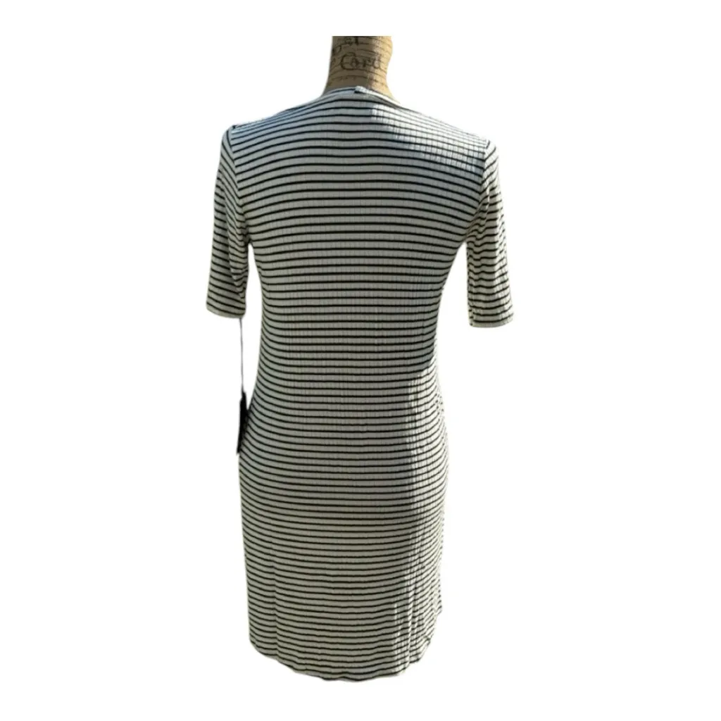 New Revolve Michael Lauren Women’s Eden Mini Ribbed Dress Striped Blk/Whi Small - Image 3