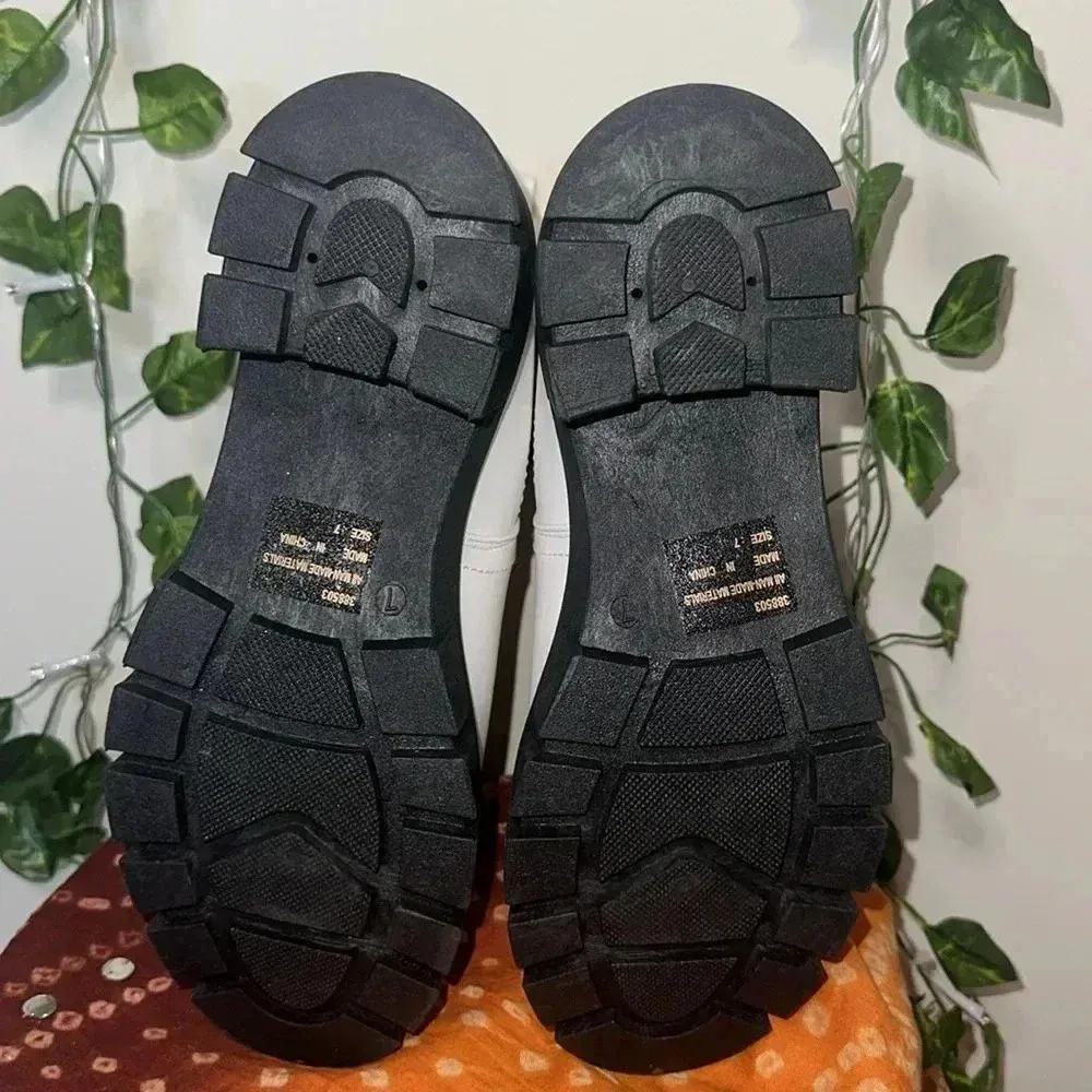 White Platform Lug Booties - Image 3