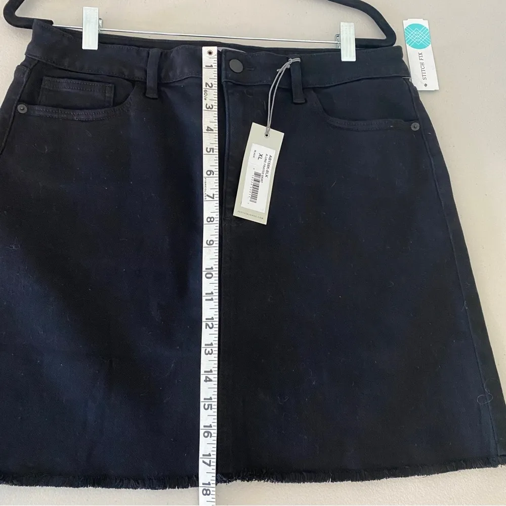 Stitch Fix JustUSA Ladies A-Line Frayed Black Tatiana Denim Jean Skirt Large NWT - Image 6
