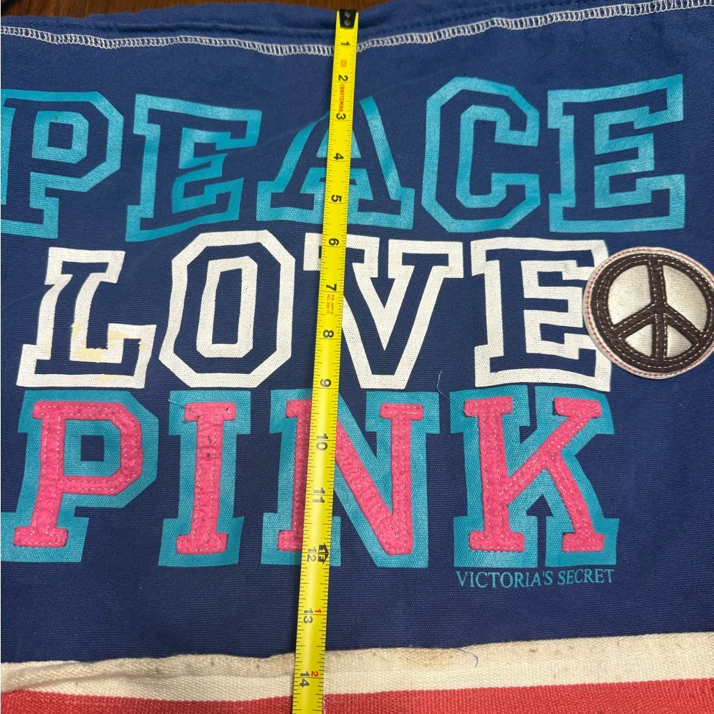 Vintage Y2k Victoria's Secret PINK Peace Love Pink Peace Sign Duffle Tote Bag - Image 3