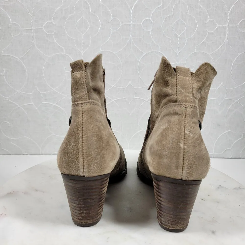 Paul Green Womens Nora Ankle Boots UK 3.5 US 6 Gray Tan Suede Leather Block Heel - Image 9