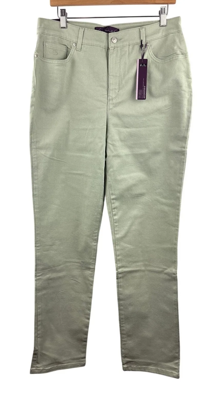 Women’s Gloria Vanderbilt Size 12 Sage Green Straight Leg Jeans - Image 1