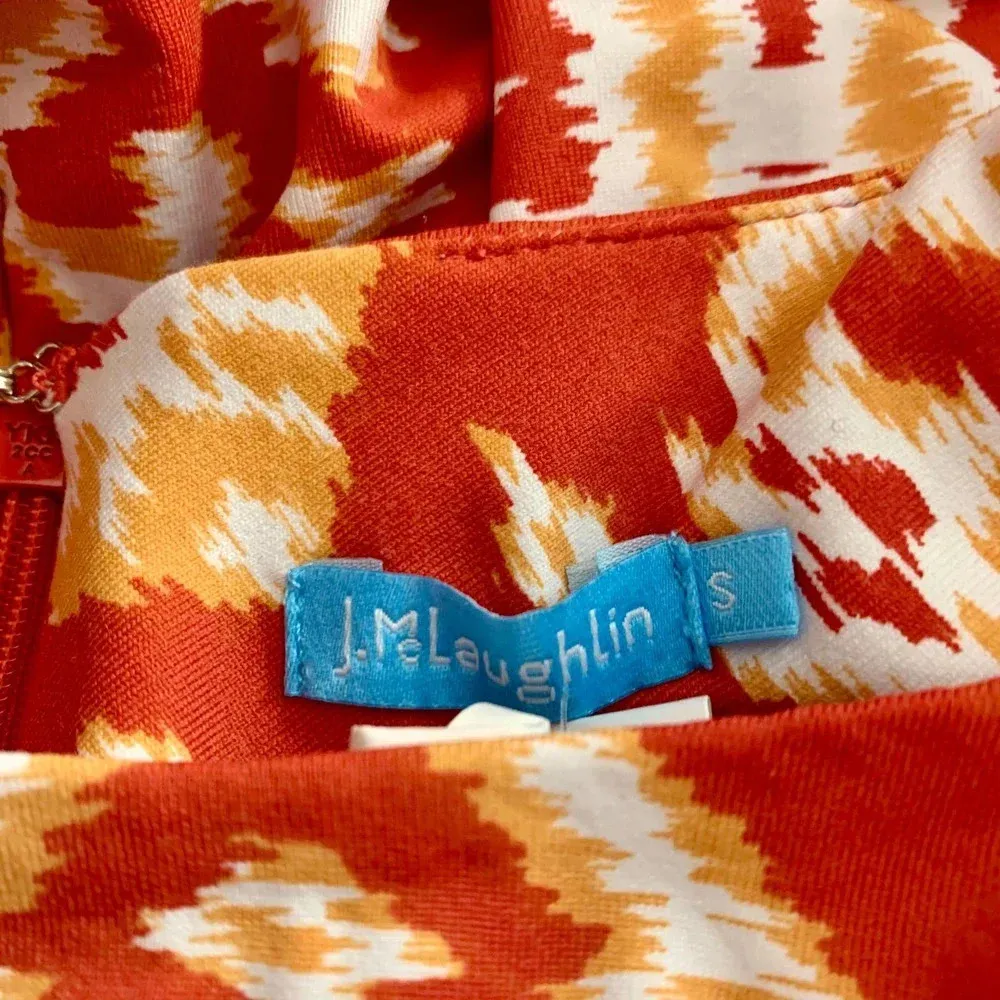 J.McLaughlin Mia Dress Ikat Scroll Coral‎ Orange - Image 11