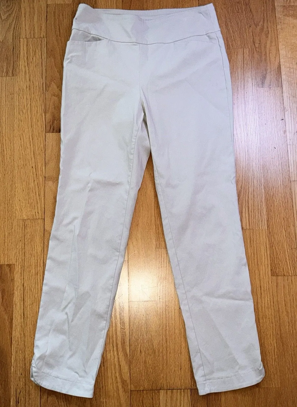 J. McLaughlin Women's Pull On Ankle Pants Split Sides Beige Sz 4 Preppy Classic - Image 1