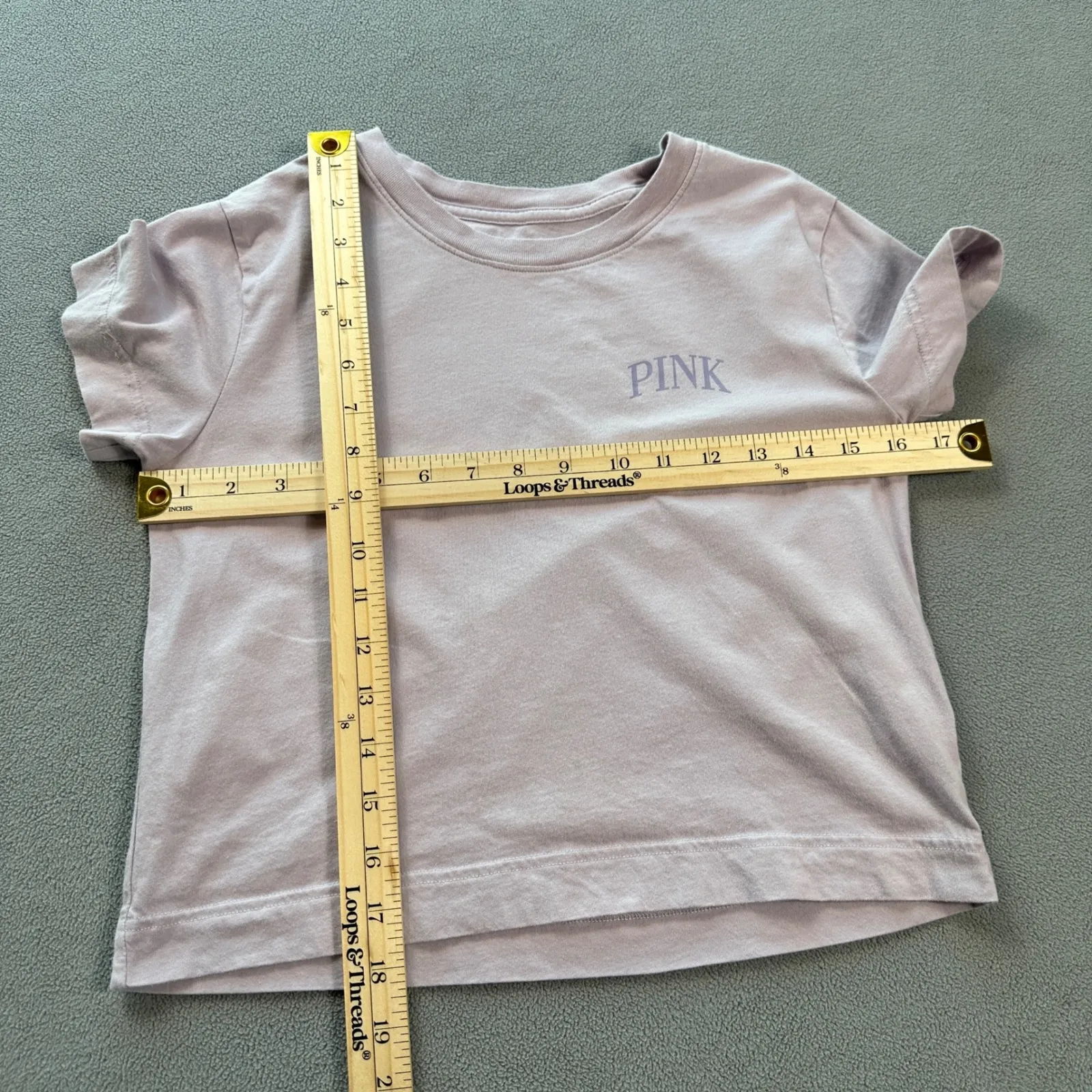 PINK Victorias Secret T Shirt XS Cropped Lavender Cotton Short Sleeve Graphic - Image 3