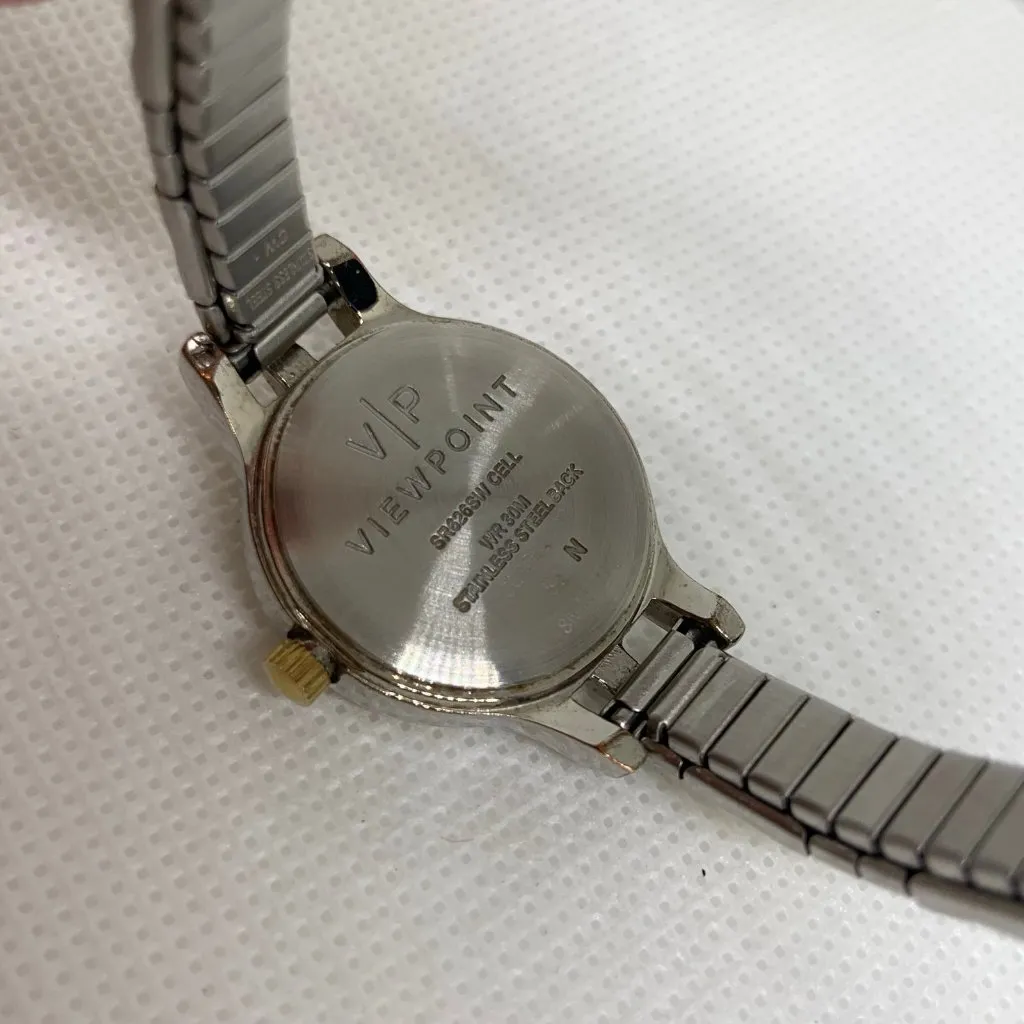 Viewpoint women gold silver tone watch 24mm round case quartz analog running - Image 6