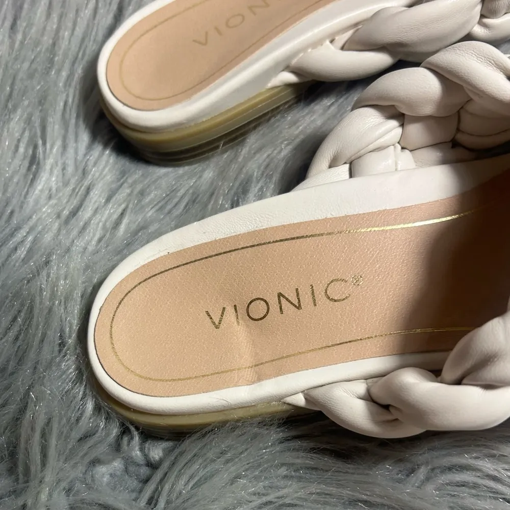 Vionic Braided Cross Strap Slides Kalina Cream Sandals Size 8.5 - Image 7