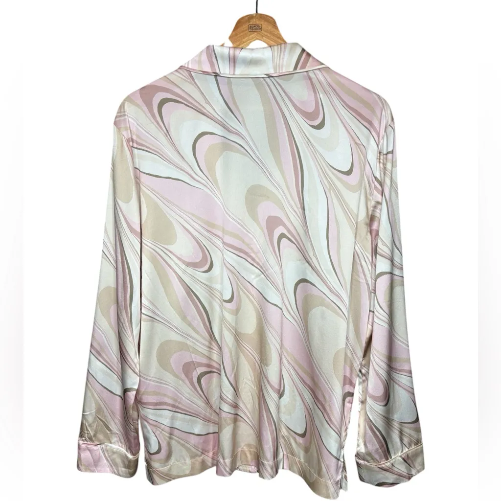 Pink & Mocha Silk Swirl Pattern Pajama Sleep Top One Size Size undefined - Image 2