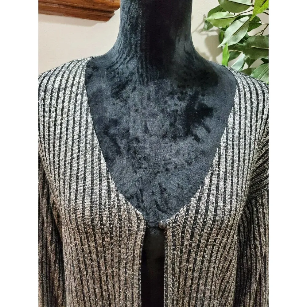 European Club Womens Gray Cotton Long Sleeve Open Front Cardigan Sweater Size 2X - Image 3