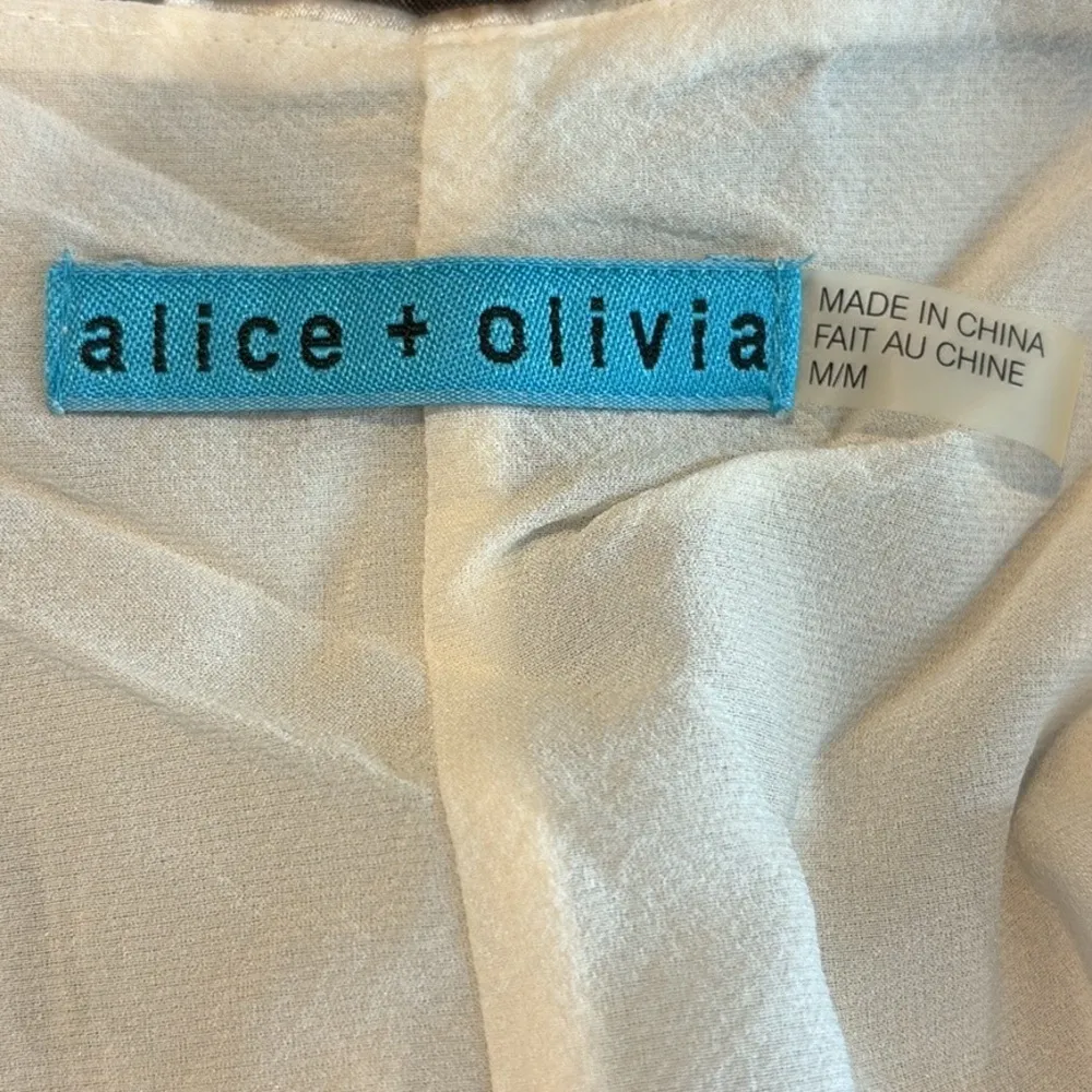 Alice + Olivia Abstract Print Bateau Neck Silk Blend Blouse Women’s Size Medium - Image 3