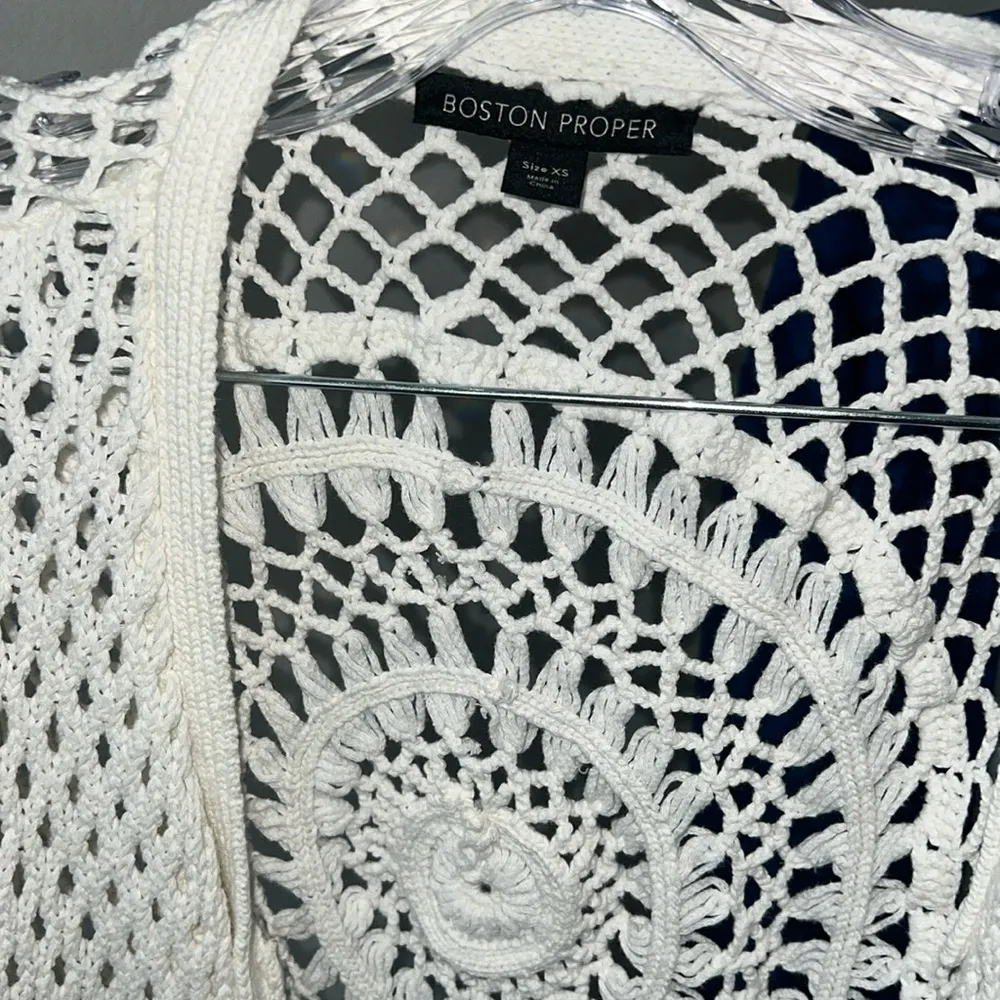 Boston Proper Boho  White Long Open Knit Duster - Image 5