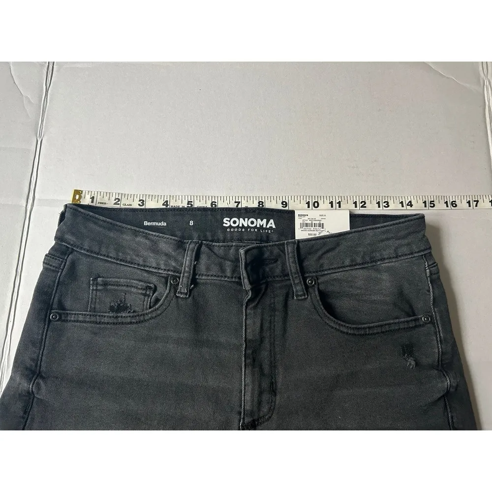 Sonoma Women's Black High Rise Denim Bermuda Shorts Size 8 - Image 5