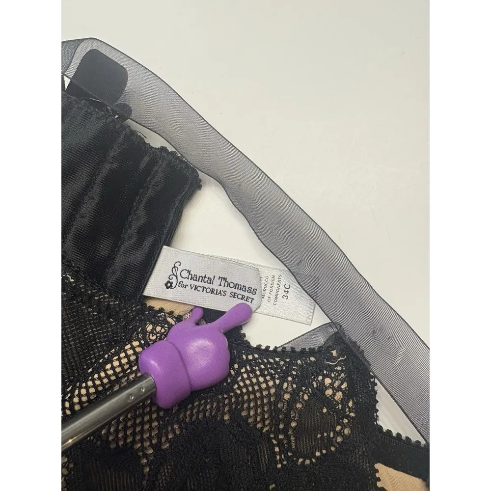 Victoria's Secret X Chantal Thomass Vintage Garter Teddy Lace Lingerie 34C Black - Image 11