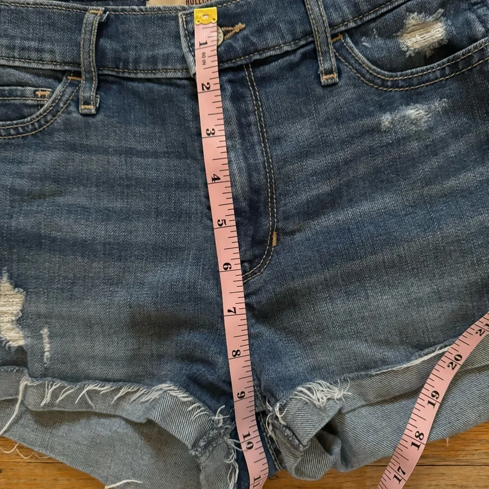 Hollister Jean Shorts Womens Size 0 High Rise Cuffed Blue Denim - Image 11