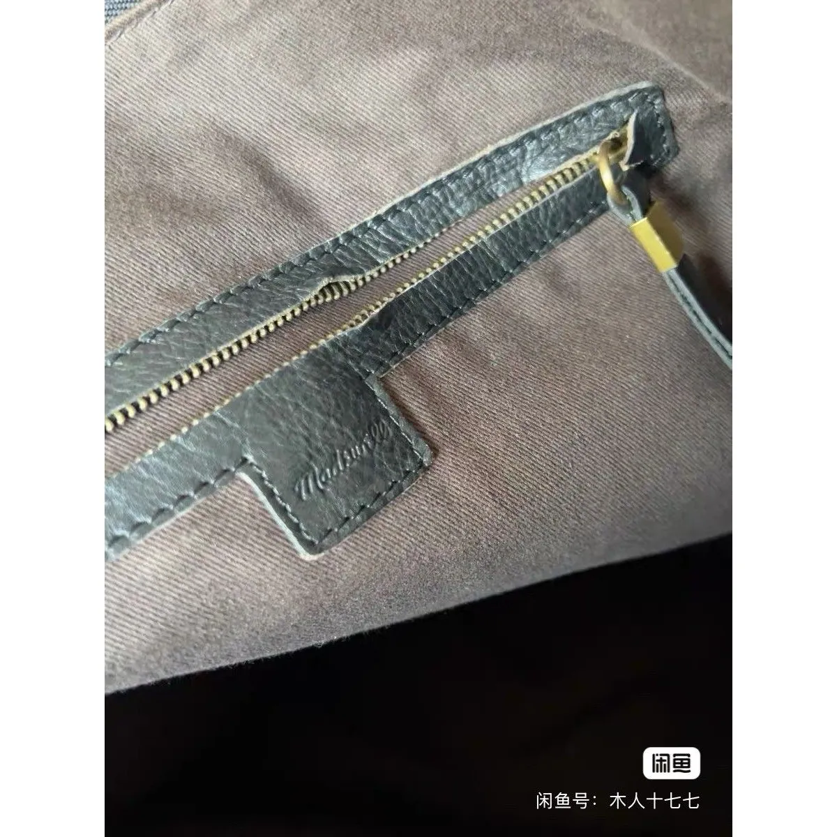 $198 Madewell Black Tan Genuine Leather Zip Top Transit Tote Crossbody Bag EUC - Image 7