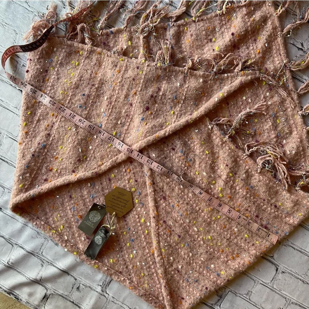 Vince Camuto Poncho Wrap New NWT New Pink Metallic Fringe Speckled Topper Cozy - Image 12