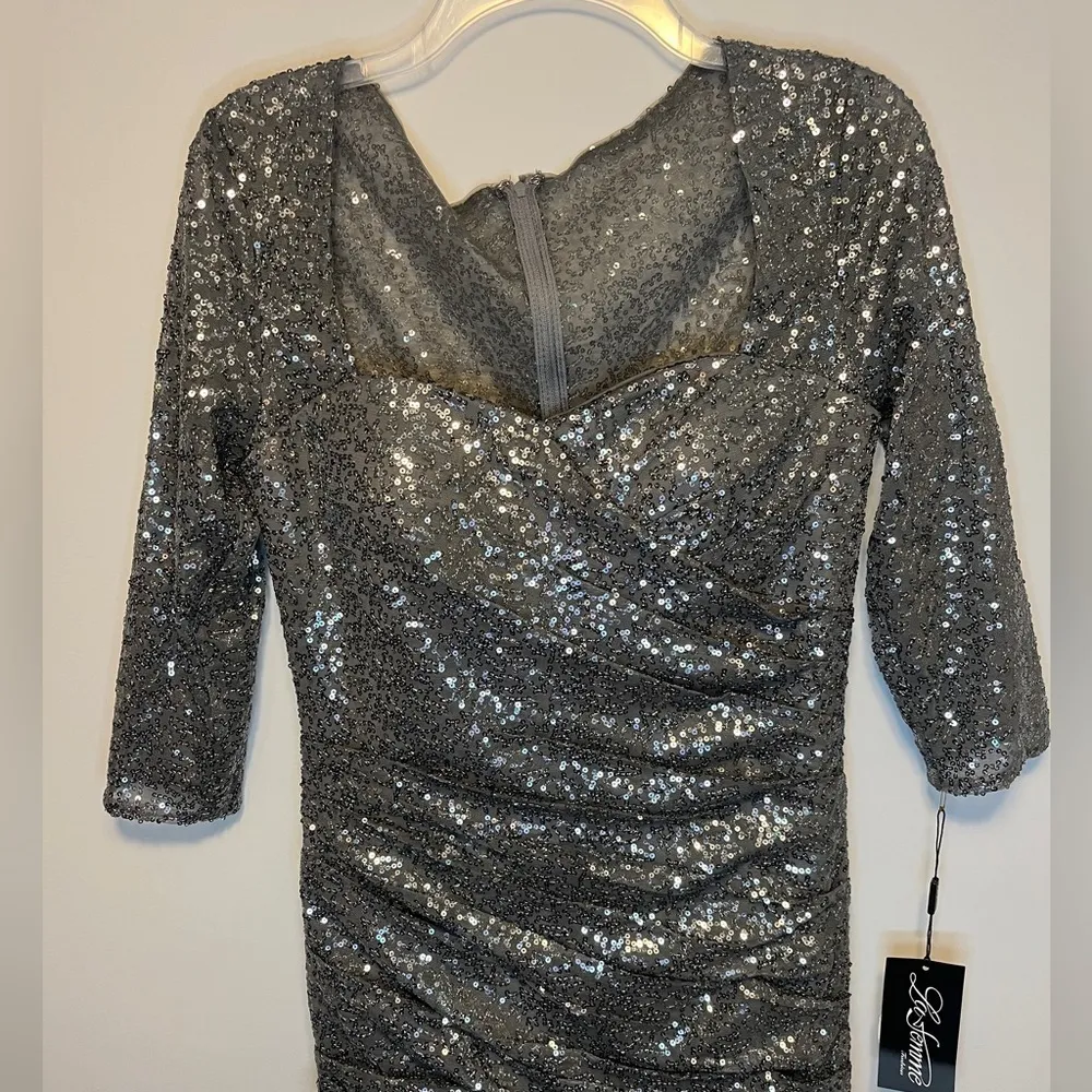 NWT LA FEMME RUCHED SEQUIN TRUMPET EVENING/FORMAL GOWN/DRESS #28065 - Image 11