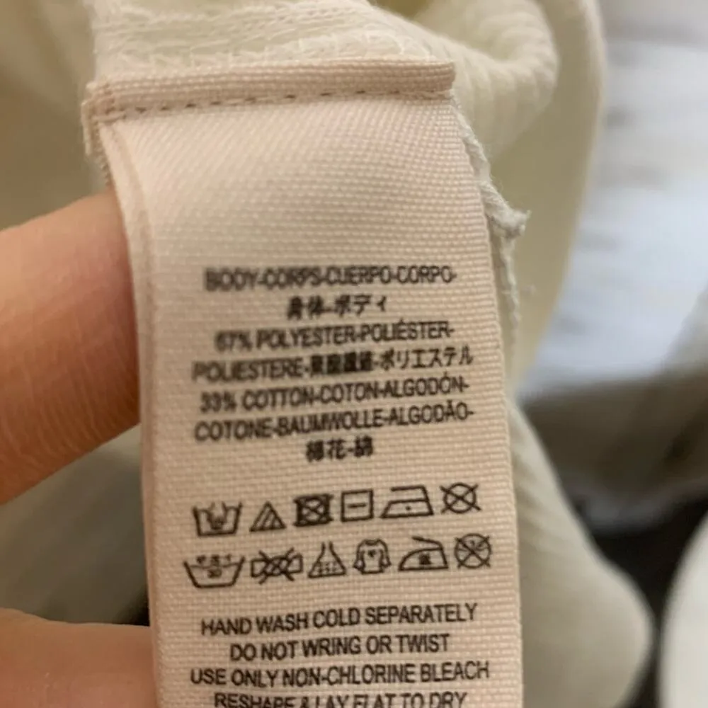 WE THE FREE PEOPLE Med Kai Baby Doll Henley Long Sleeve Thermal Tunic Ivory - Image 9