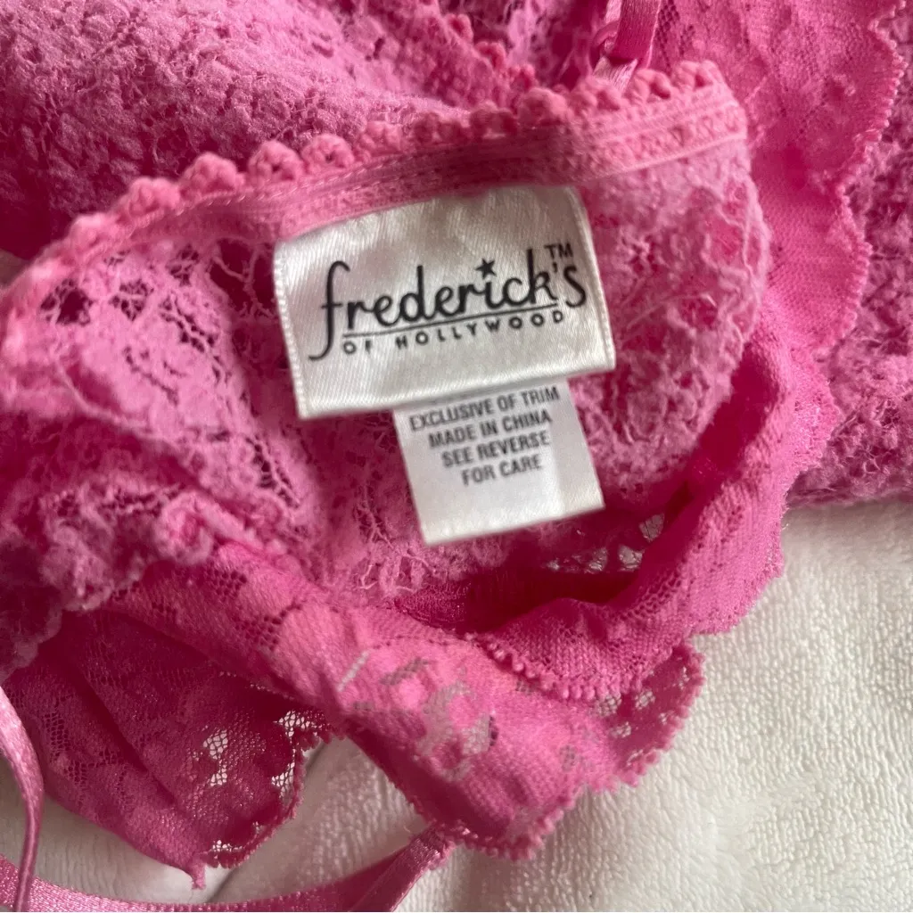 Fredrick’s of Hollywood Size Medium Elegant Pink Lace Babydoll Camisole Top Y2K - Image 10