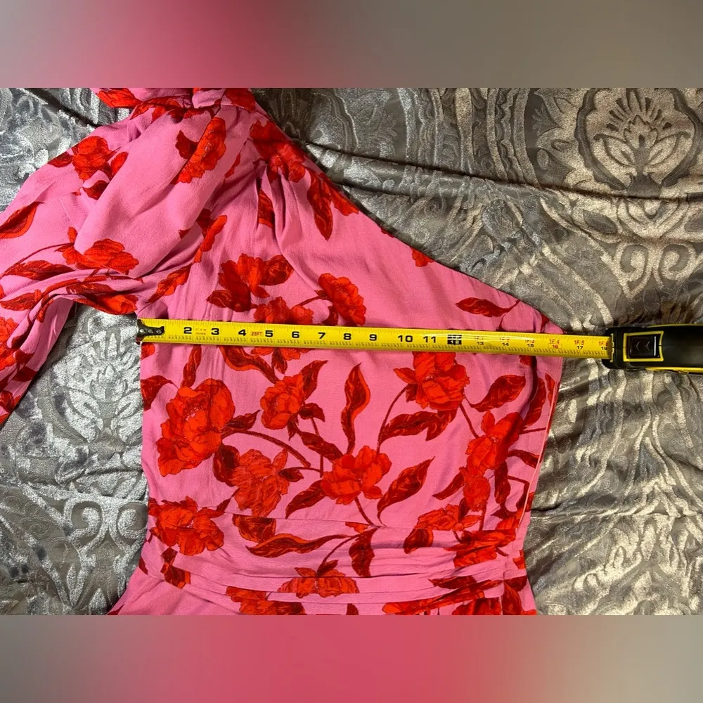 Karlie Pink Hibiscus One Shoulder Blouse Large - Image 12