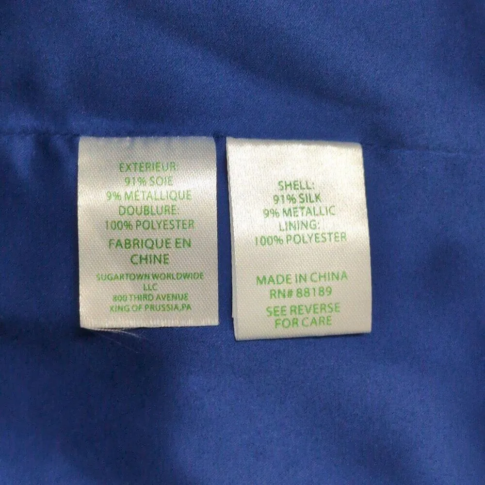 Lilly Pulitzer Blue Shalynn Silk Caftan Dress V Neck Gold Feather Size 2 - Image 7