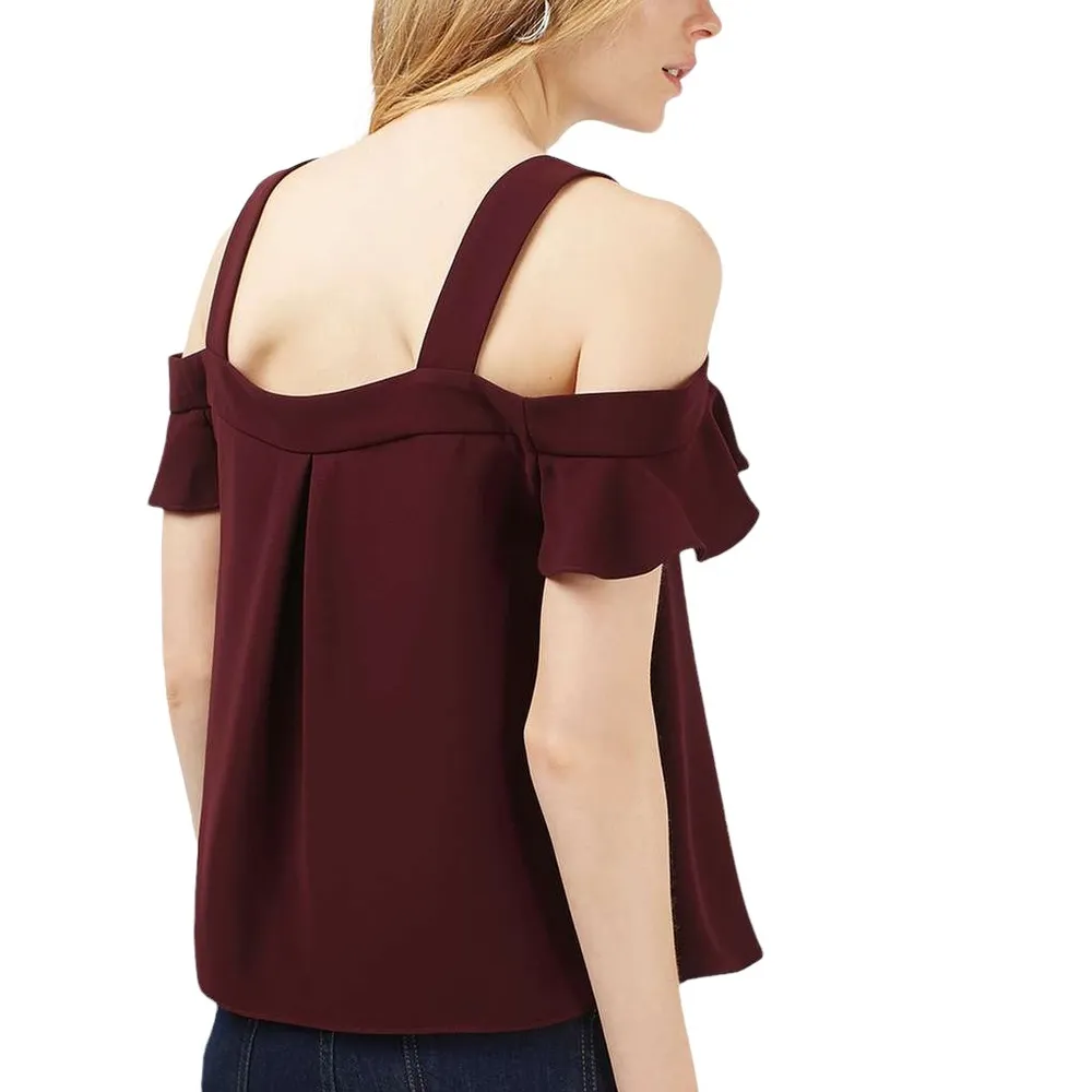 TopShop cold shoulder frill top women’s Size 2 - Image 4