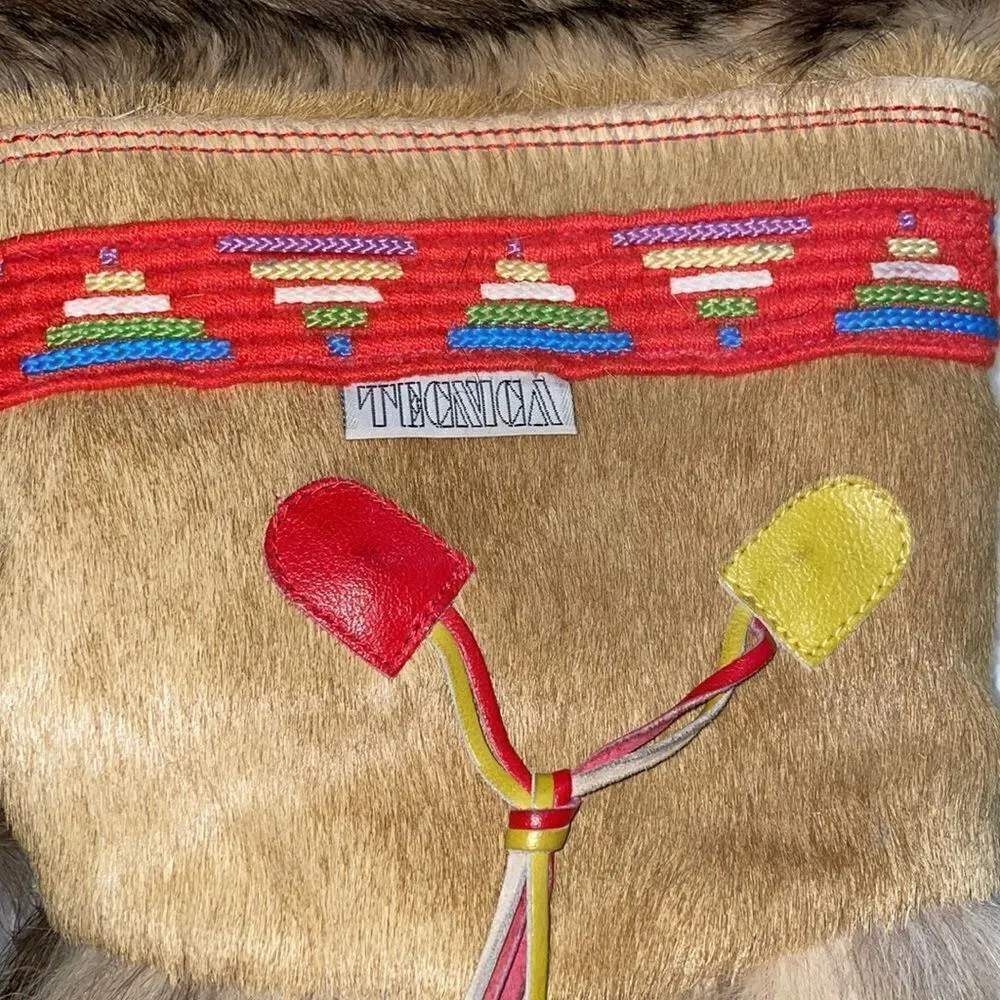 Vintage Tecnica Aztec Cowhide & Goat Fur Apres Ski Boots Made in Italy Tan Size 8 - Image 3