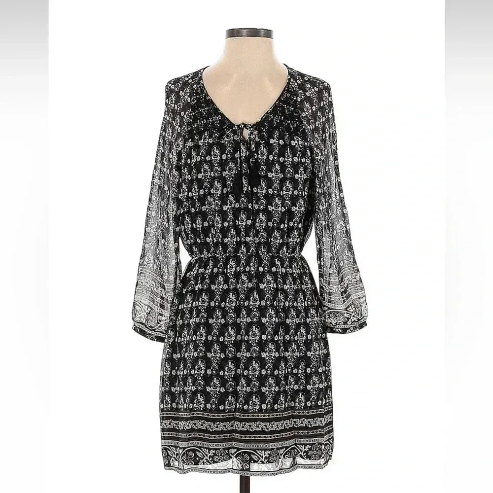 Madewell “Woodland” Artisan Floral Dress Dark Navy Blue & White Size 2 XS - Image 3