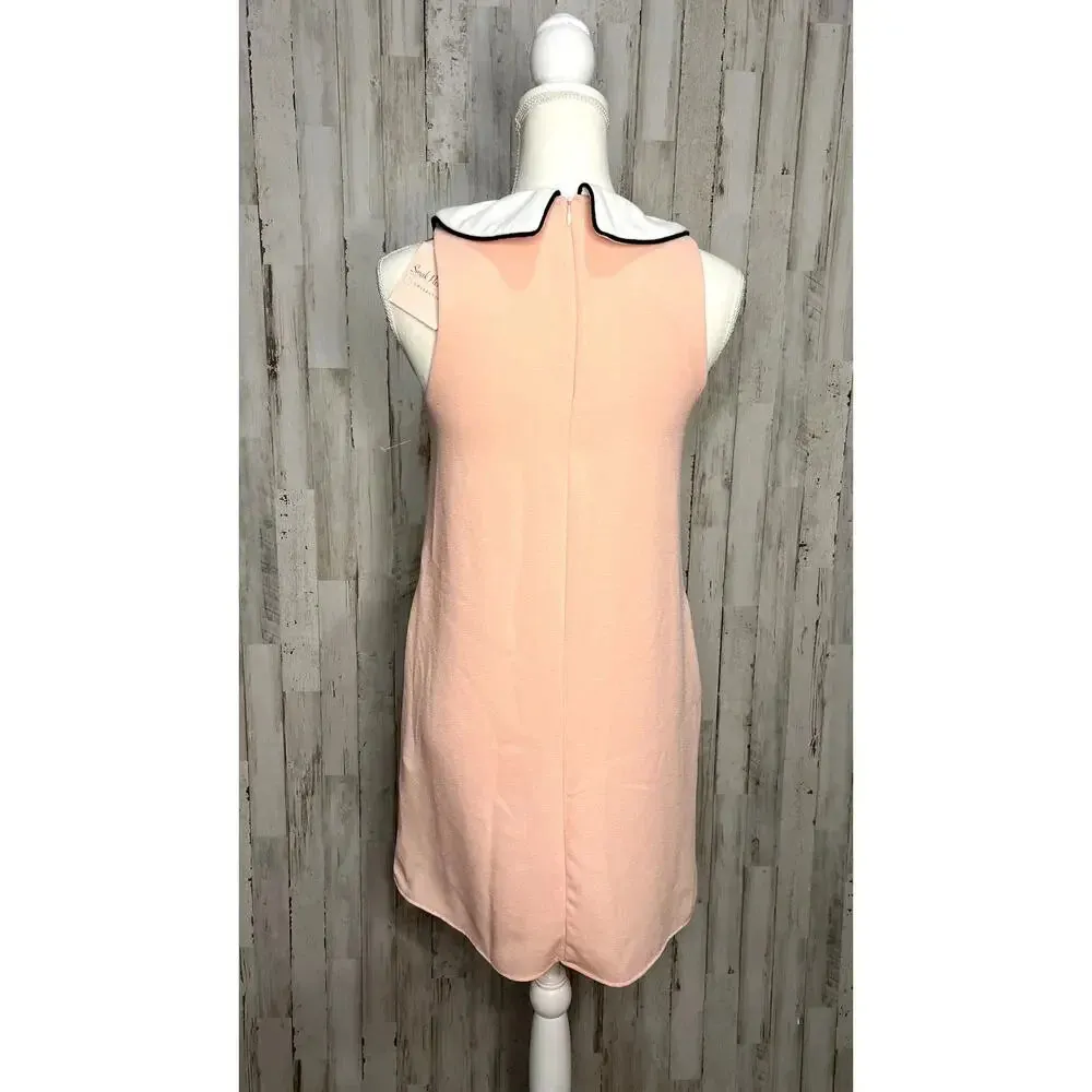 NWT Smak Parlour Women's‎ XS Pink Sleeveless Short Dress with Contrast Collar - Image 4