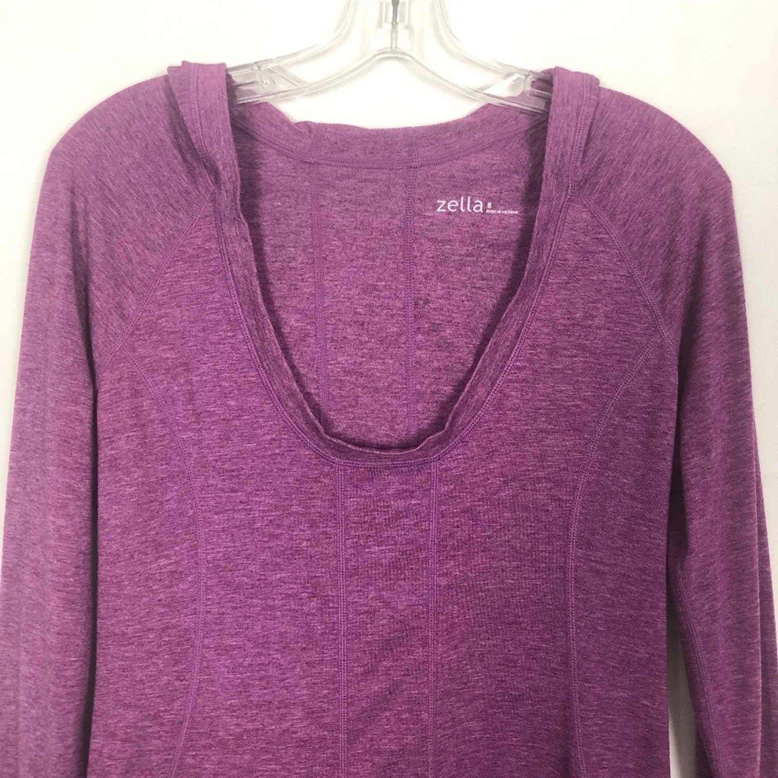 Zella Long Sleeve Scoop Neck Hooded Purple Athletic Top Size S - Image 2