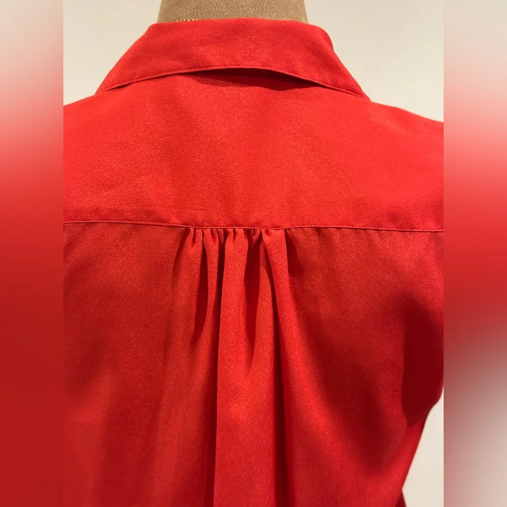 Dana AshleyVintage Red Button Down Collard Shorts Sleeves.Pleated Blouse Sz 10. - Image 9