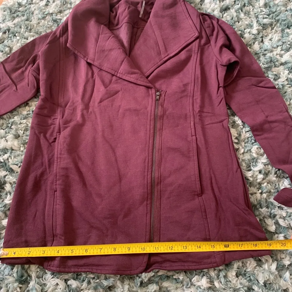 NWT H by Bordeaux Nordstrom Fleece Moto Jacket Blazer XS Aubergine - Image 4