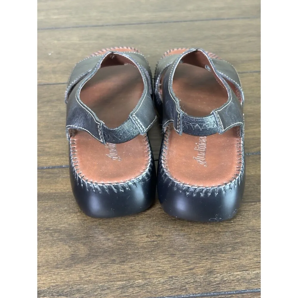 Auditions Women's Open Toe Sling Back Leather Sandals Black Size 7.5 S - Image 4