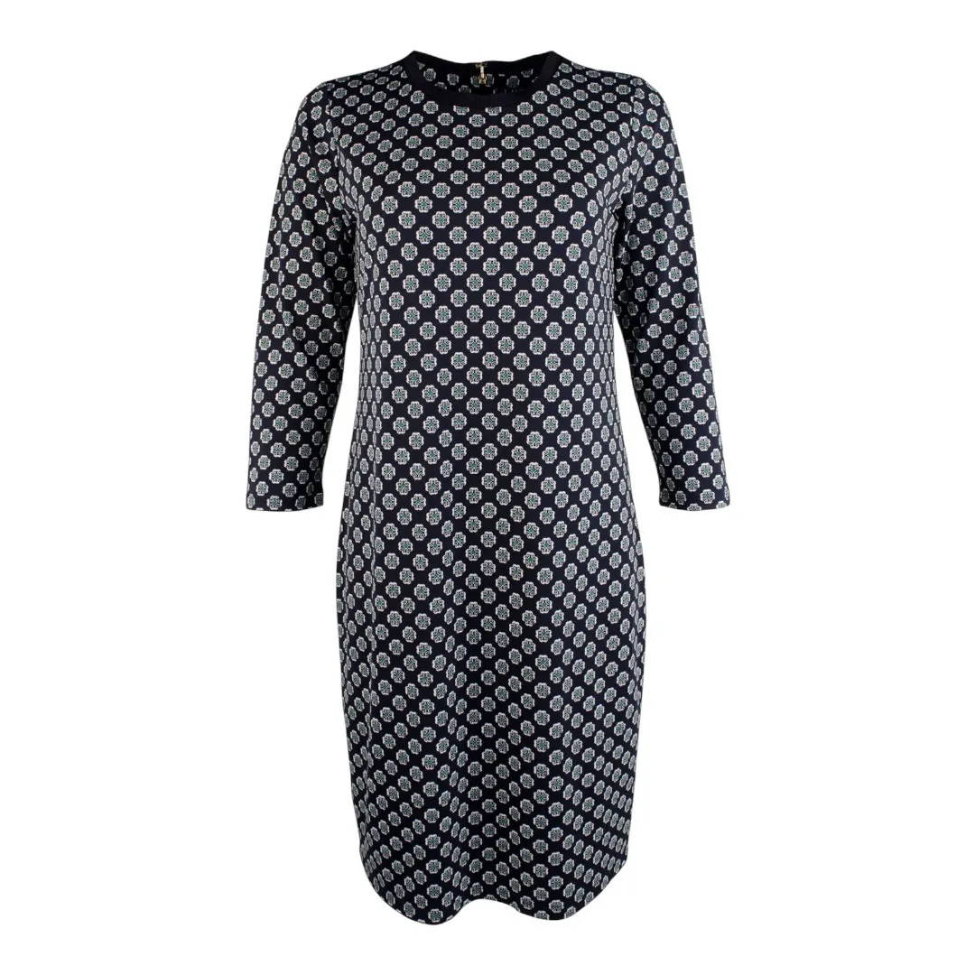 Lauren Ralph Lauren Navy‎ Blue Green Geometric Floral 3/4 Sleeve Dress Size XL - Image 2