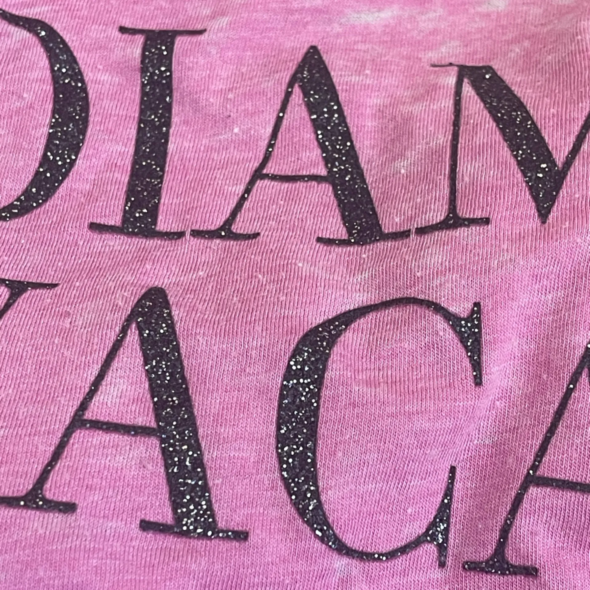 Chaser Distressed pink white ombre short sleeve t-shirt top black glitter Sz M - Image 9