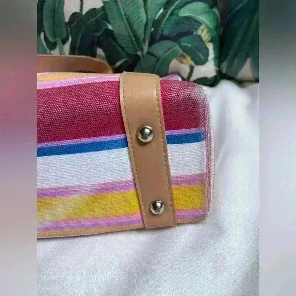 Women’s Multicolor Striped‎ Beach Bag Pink - Image 8