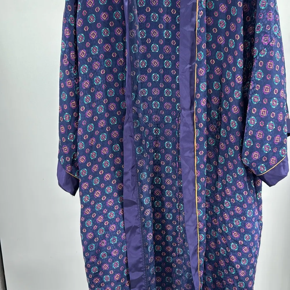 Miss Dior Women's Robe M purple blue gold trim silky lounge luxury vintage - Image 8