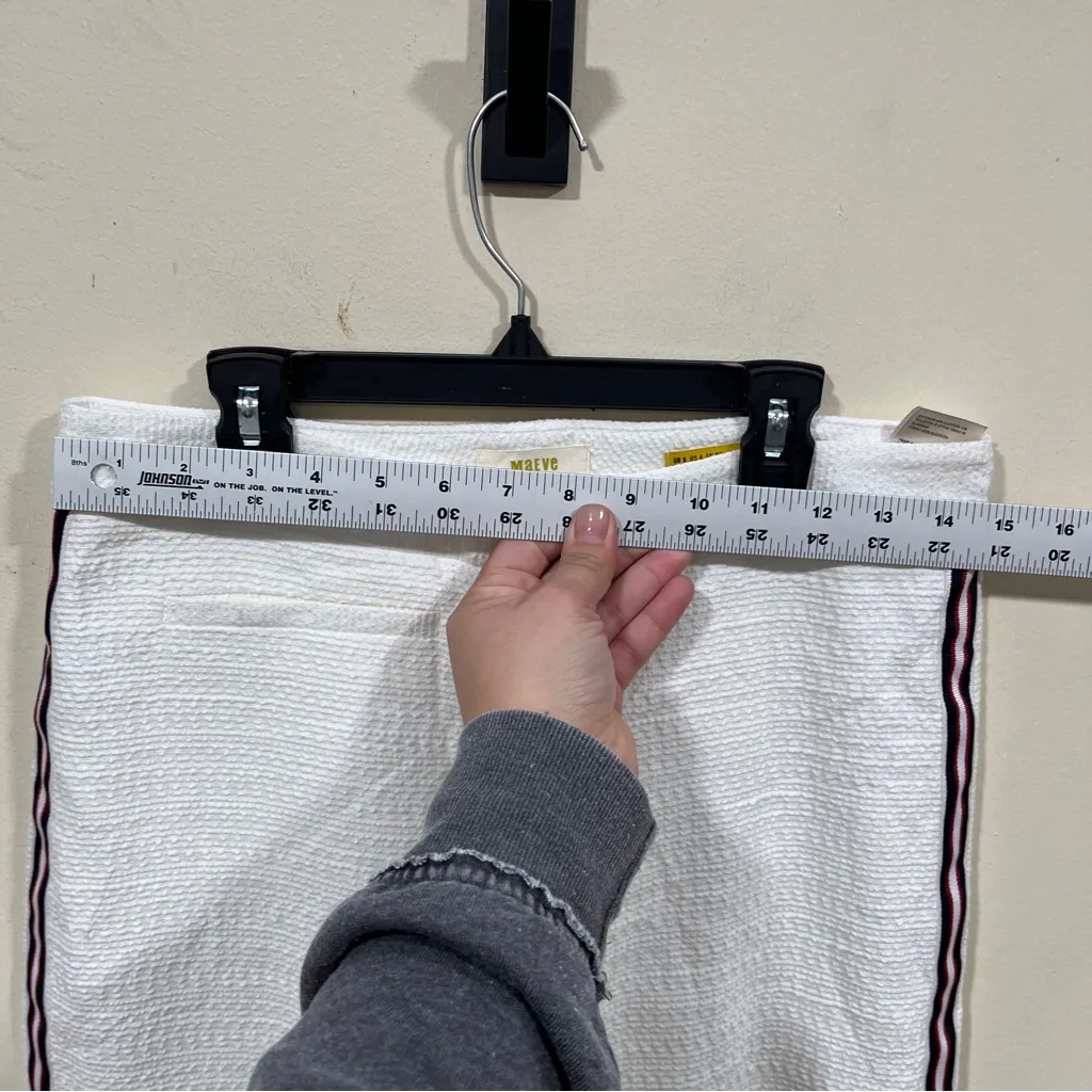 NWT Anthropologie Maeve Textured White Stratus side-stripe pant size 4 - Image 3