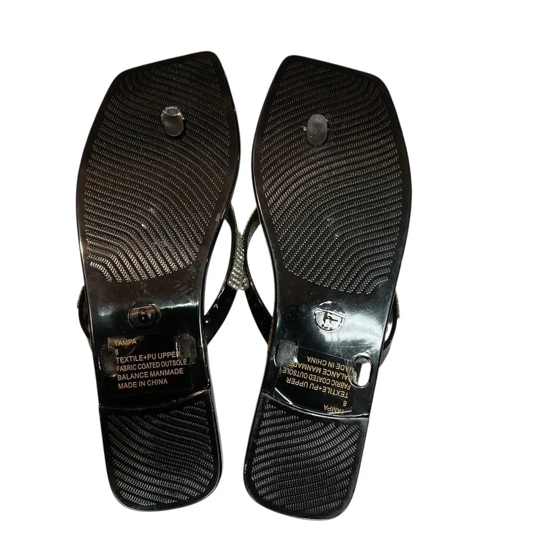 Lauren Lorraine Tampa Rhinestone Flip Flops Jelly Thong Sandals Black Size 6 NWB - Image 8