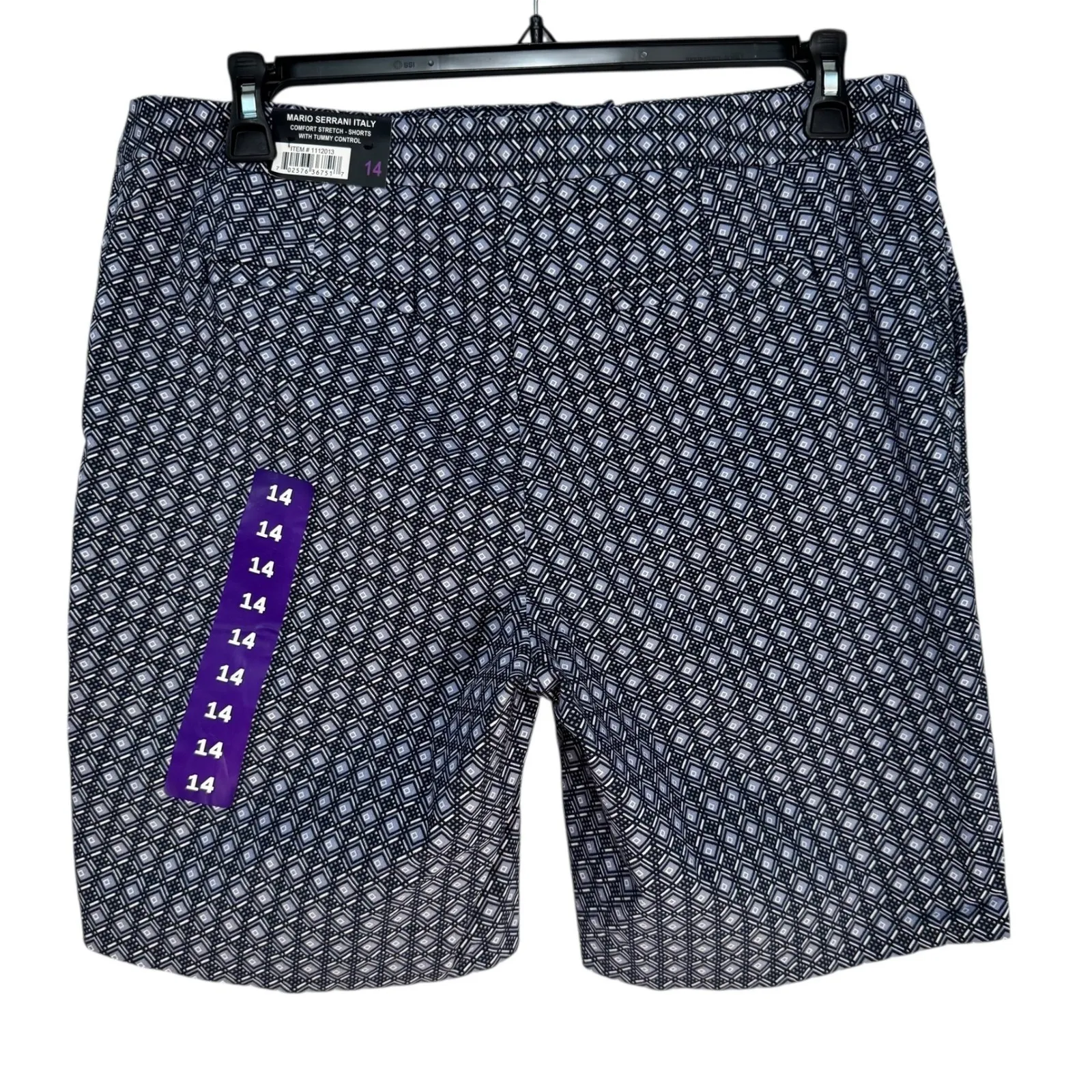 Mario Serrani Italy Womens Size 14 Comfort Stretch Short Tummy Control Geometric Black - Image 7