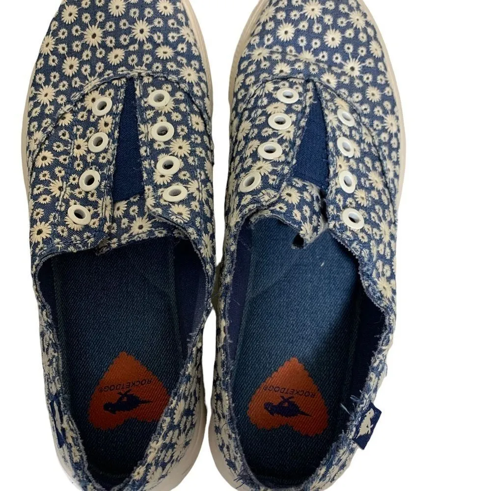 Rocket Dog Blue and White Oxnard Deb Eyelet Slip Ons Fashion‎ Sneakers Size 10 - Image 4