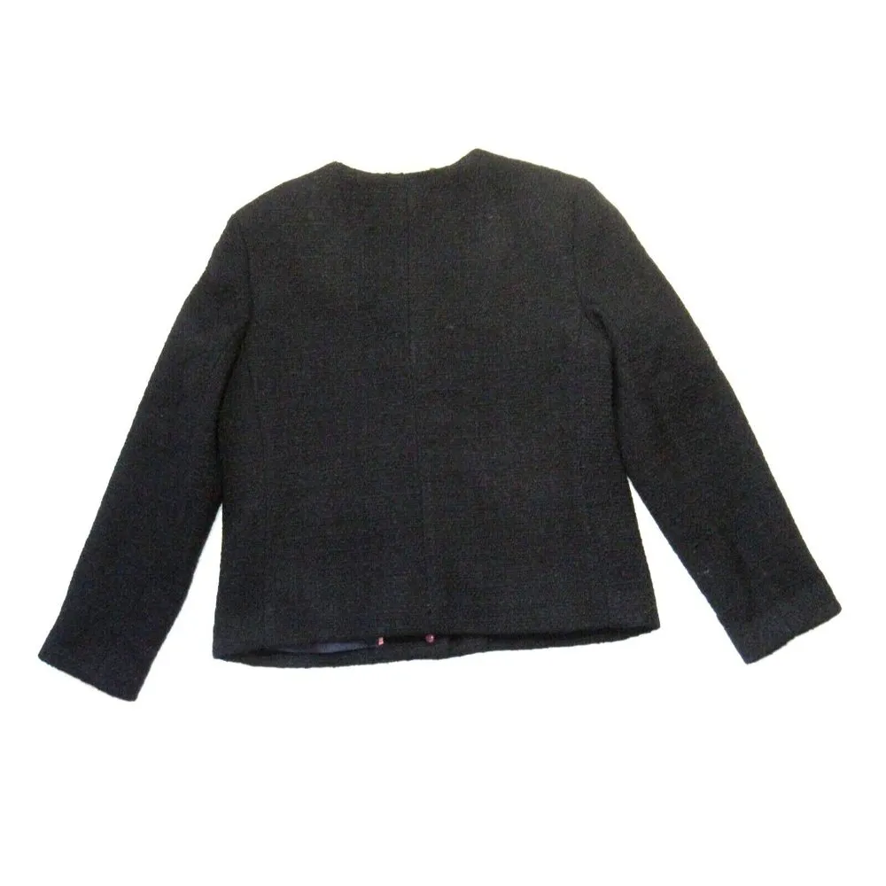 J.Crew NWT  Lady Jacket in Black Maritime Tweed Collarless Wool Blend 2 - Image 5