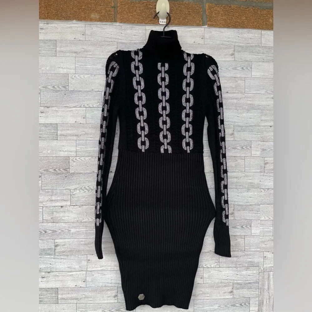 PHILIPP PLEIN KNIT DAY DRESS CRYSTAL MEDIUM Black - Image 4