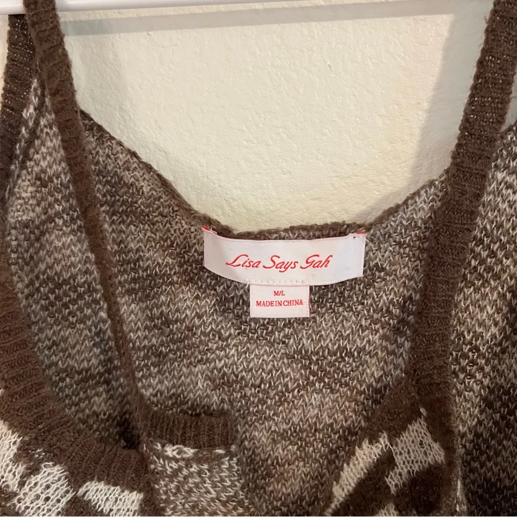 Lisa Says Gah Lucinda Mocha Knit Vintage Rug Print Tank Top Brown Size undefined - Image 4