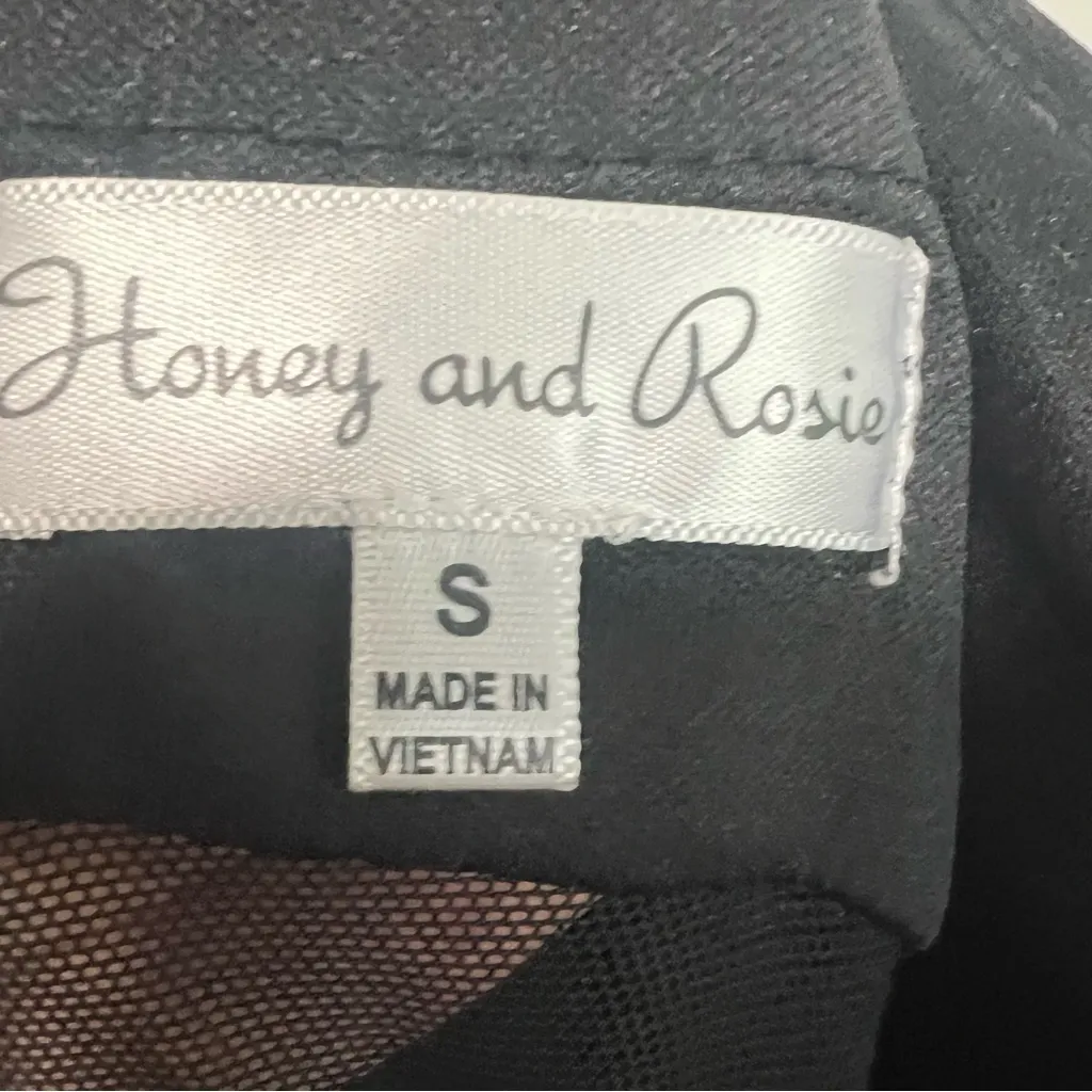 Honey and Rosie Black Floor Length, Slit Front, Semi Sheer Peek a Boo Dress - Image 4